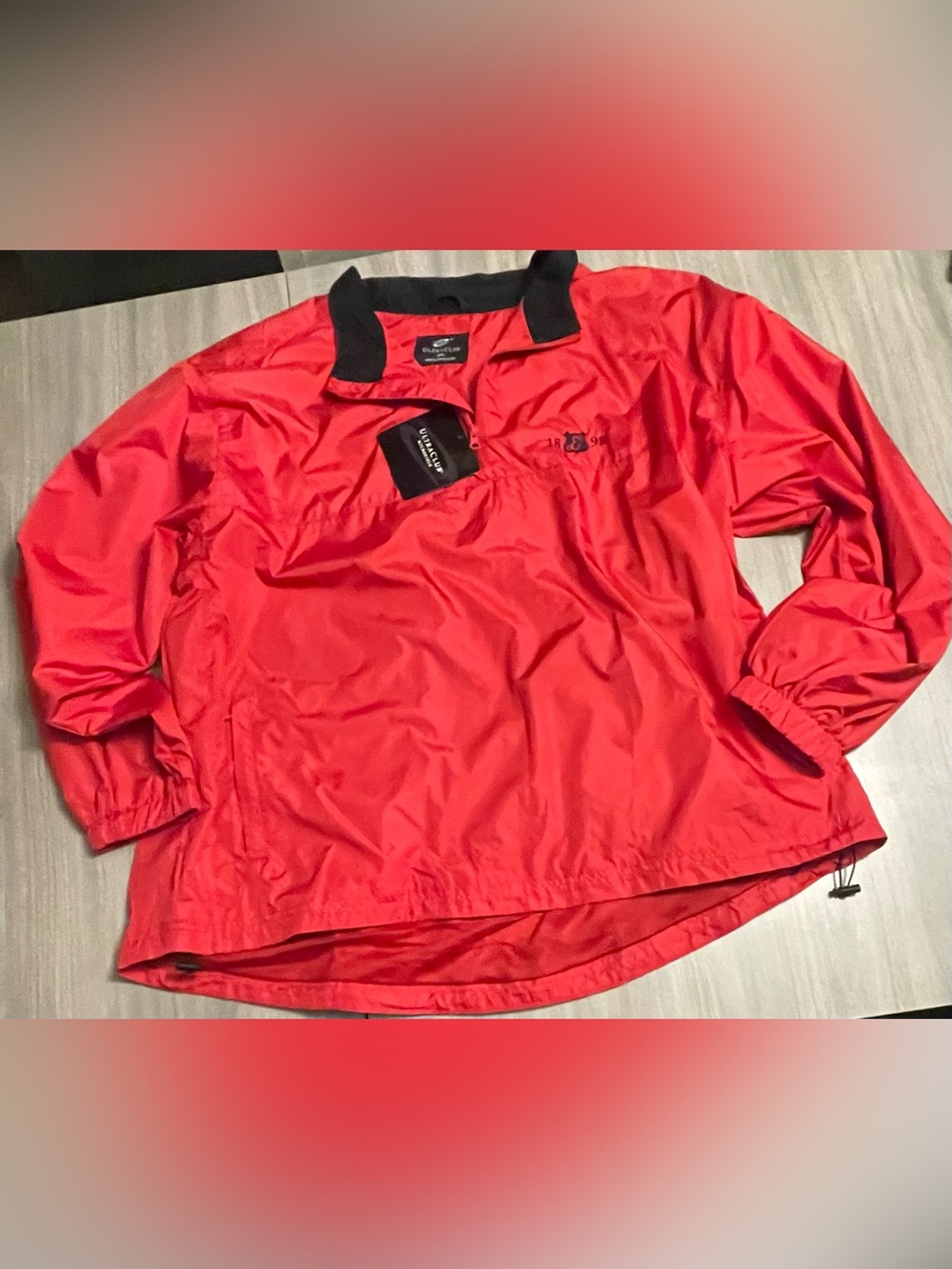 NWT UltraClub Red Quarter-Zip Pullover Windbreaker Jacket Size 2XL Edgewood 1898